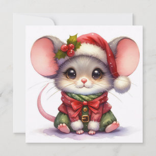 Festiva Tarjeta de saludo del ratón para navidades