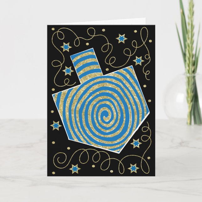 Festiva Tarjeta de saludo Dreidel PinWheel con sobre (Anverso)