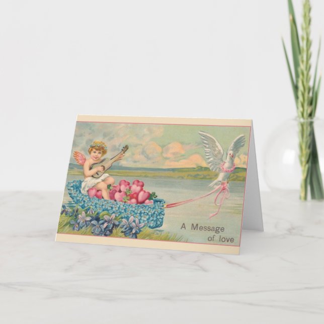 Festiva Tarjeta de saludo El día de San Valentín Cherub de (Anverso)