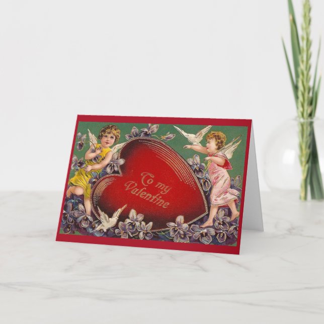 Festiva Tarjeta de saludo El día de San Valentín de Cupids (Anverso)