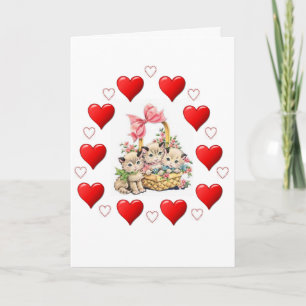 Festiva Tarjeta de saludo el día de San Valentín Kitten Vi
