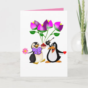 Festiva Tarjeta de saludo el día de San Valentín Penguin F