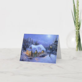 Festiva Tarjeta de saludo "Escena de Nieve Navidad"
