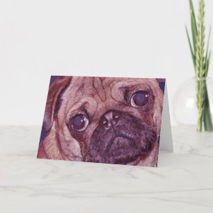 Festiva Tarjeta de saludo facial Pug Puppy
