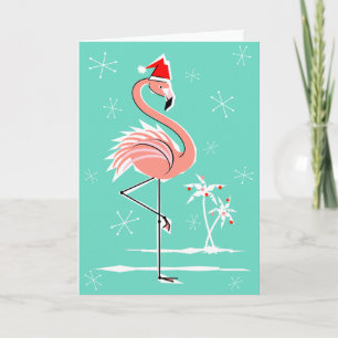 Festiva Tarjeta de saludo Flamingo para navidades