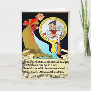Festiva Tarjeta de saludo Halloween Vintage Love Mirror