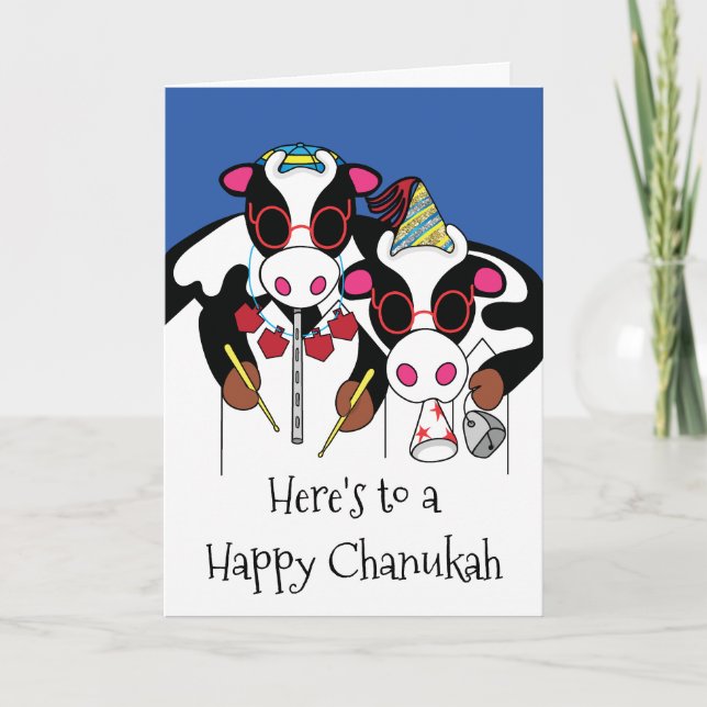 Festiva Tarjeta de saludo "Happy Chanukah and Happy Moo Ye (Anverso)