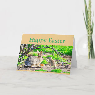 Festiva Tarjeta de saludo "Happy Easter" Bunny/Ground Squi