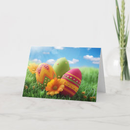 Festiva Tarjeta de saludo - Huevos de Pascua pintados