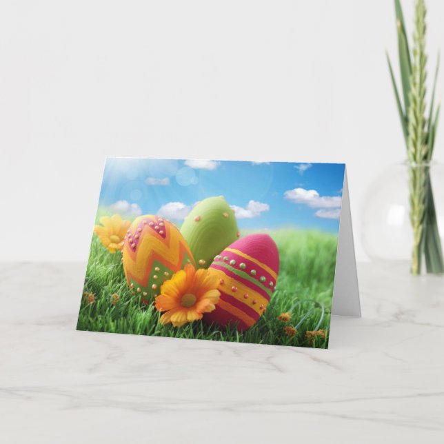 Festiva Tarjeta de saludo - Huevos de Pascua pintados (Anverso)
