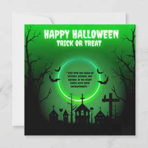 FESTIVA TARJETA DE SALUDO NEÓN FELIZ HALLOWEEN 