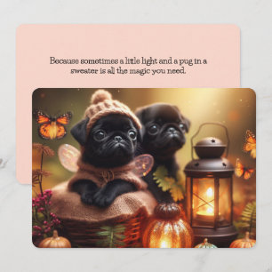 Festiva Tarjeta de saludo otoñal sincera para pug