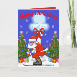 Festiva Tarjeta de saludo para esquiar de Santa Navidades