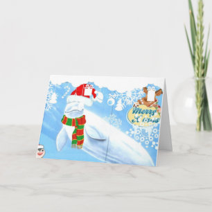 Festiva Tarjeta de saludo para los Navidades de ballena Cu