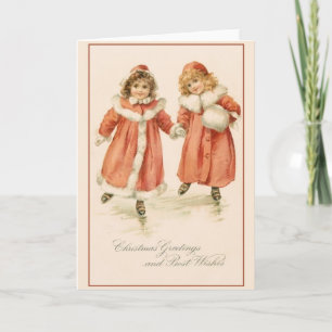 Festiva Tarjeta de saludo para los Navidades de patinaje s