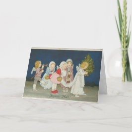 Festiva Tarjeta de saludo para navidades de ángeles de niñ