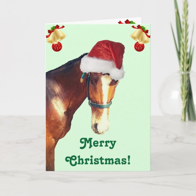 Festiva Tarjeta de saludo para Navidades de caballos Cute (Anverso)