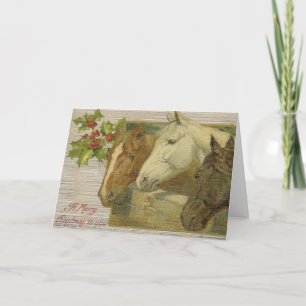 Festiva Tarjeta de saludo para Navidades de caballos de ép