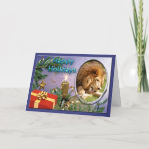 Festiva Tarjeta de saludo para Navidades de leones african