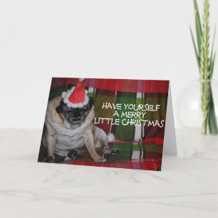 Festiva Tarjeta de saludo para Navidades de perro de pug