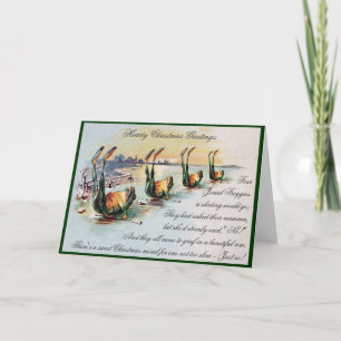 Festiva Tarjeta de saludo para Navidades de ranas divertid