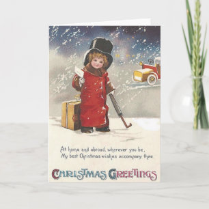 Festiva Tarjeta de saludo para Navidades viajeros de Victo