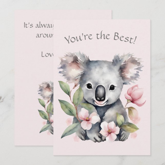Festiva Tarjeta de saludo para oso personalizado Koala (Anverso / Reverso)