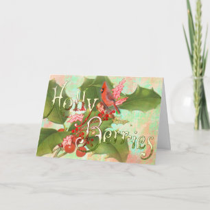 Festiva Tarjeta de saludo Personalizado Cardinal & Holly B