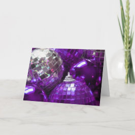 Festiva Tarjeta de saludo Purple Baubles 'Feliz Navidad'