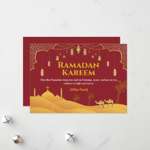 Festiva Tarjeta de saludo Red & Gold Ramadan Mubarak