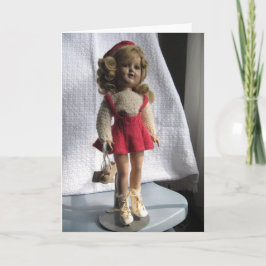 Festiva Tarjeta de saludo Red Skater Doll 1 - En blanco