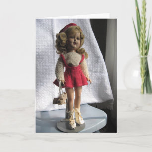 Festiva Tarjeta de saludo Red Skater Doll 1 - En blanco