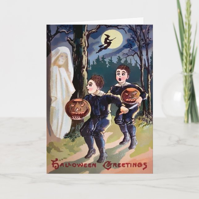 Festiva Tarjeta de saludo Retro Halloween (Anverso)