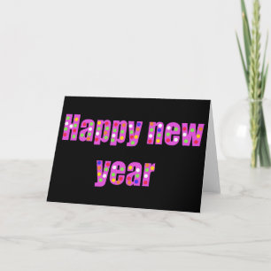 Festiva Tarjeta de saludo Rosa Happy New Year Colorful Dot