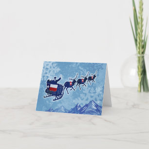 Festiva Tarjeta de saludo Santa sleigh Navidades de Merry