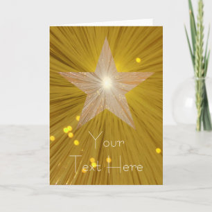 Festiva Tarjeta de saludo vertical Gold Star 'Your Text'