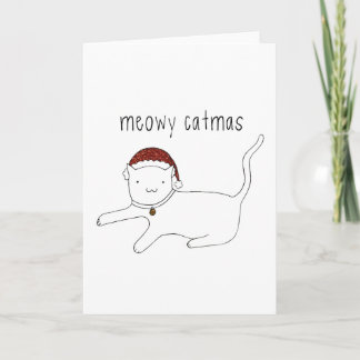 Festiva Tarjeta de saludo vertical Meowy Catmas