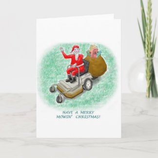 Festiva Tarjeta de saludo vertical "Mowing Santa"