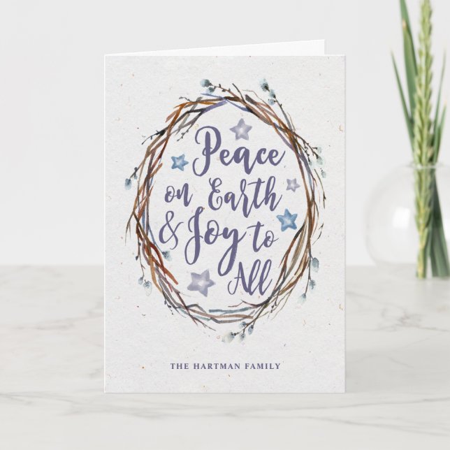 Festiva Tarjeta de saludo Willow Wreath Holiday (Anverso)