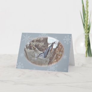 Festiva Tarjeta de salutación de estaciones de pájaro cant