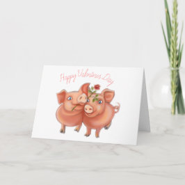 Festiva tarjeta de San Valentín con cerdos divertidos