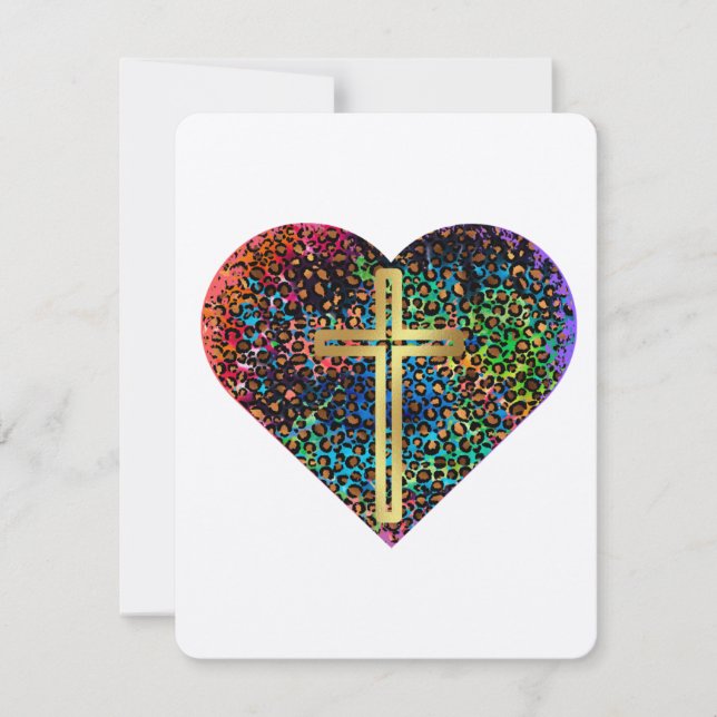 FESTIVA TARJETA DE SAN VALENTÍN CON CRUZ Y CORAZÓN (Anverso)