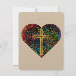 FESTIVA TARJETA DE SAN VALENTÍN CON CRUZ Y CORAZÓN