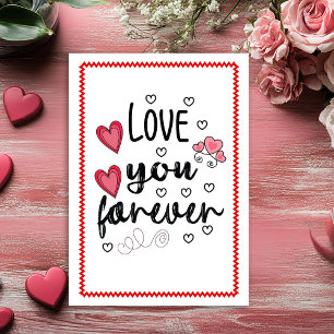 Festiva Tarjeta de San Valentín con dibujo a mano para ell