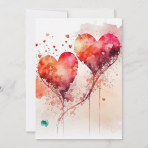 Festiva Tarjeta de San Valentín con dos corazones rojos