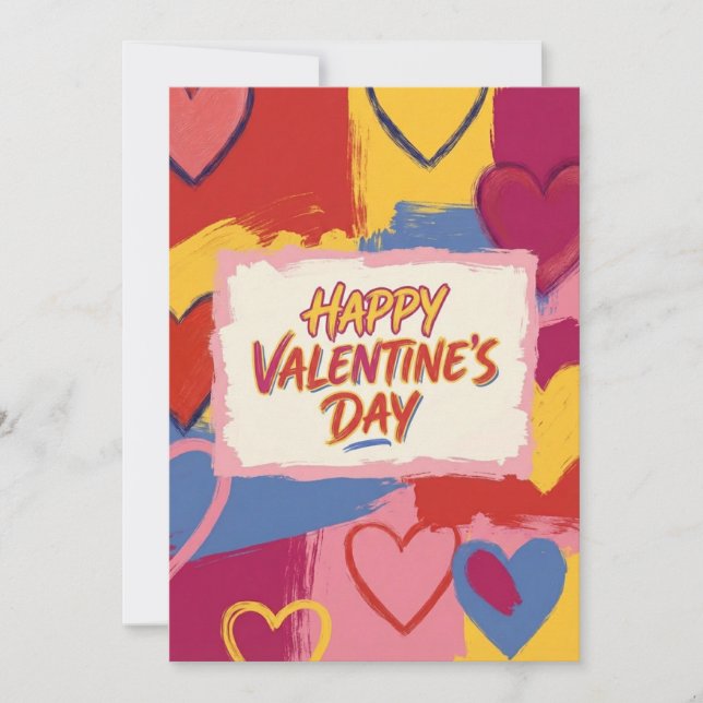 Festiva Tarjeta de San Valentín con estilo de pintura de P (Anverso)