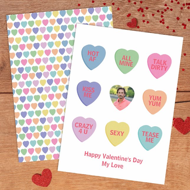 Festiva Tarjeta de San Valentín con foto de corazones de c (Personalized Adult Valentine Card)