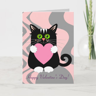 Festiva Tarjeta de San Valentín con gato