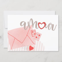 Tarjeta de San Valentín Corazón Rosa Carta de Amor