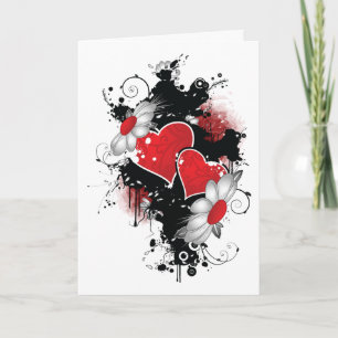 Festiva Tarjeta de San Valentín Corazones y Flores